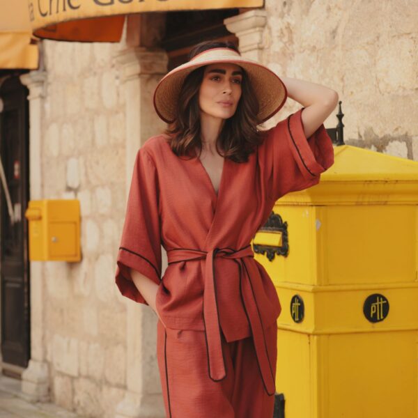 Terracotta Kimono With Pants