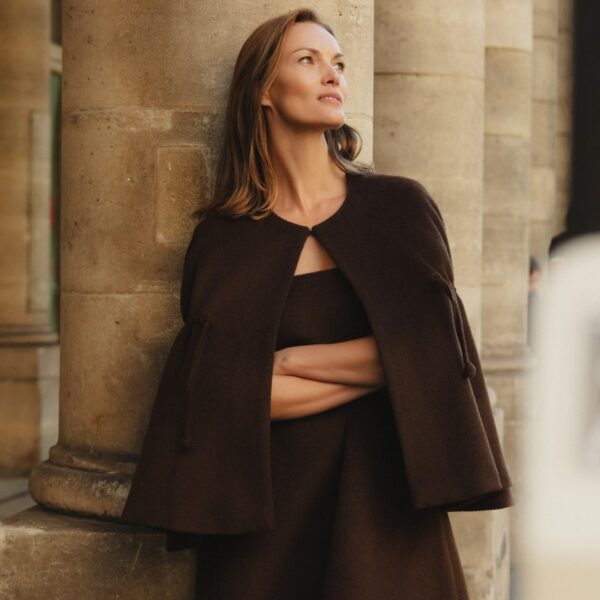 Brown Wool Set with Mink Straps